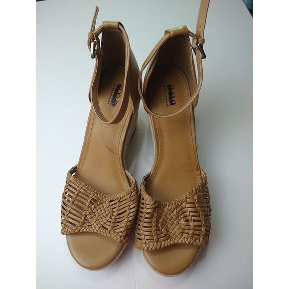 A.N.A. Ana Horizon Brown Open Toe Basketweave Ankle Adjust Size 10M - Picture 1 of 10